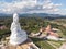 Aerial view of Wat huay pla kang famous place attractions for tourist in chiang rai .Guan Im statue in wat huay pla kang popular