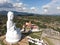 Aerial view of Wat huay pla kang famous place attractions for tourist in chiang rai .Guan Im statue in wat huay pla kang popular