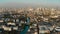 Aerial view of Wat Paknam Bhasicharoen, a temple, pagoda and Buddha statue in Bangkok Thailand