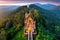 Aerial view of Wat Phra That Doi Phra Chan temple in Lampang, Thailand