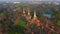 Aerial view of Wat Phra Si Sanphet ruin temple at sunrise in Phra Nakhon Si Ayutthaya, Thailand