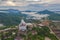 Aerial view of Wat Phra Thart Pha Sorn Kaew Statue temple, Phetchabun, Thailand. Nature landscape background. Travel trip on