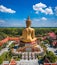 Aerial view of Wat Pikul Thong Phra Aram Luang or Wat Luang Por Pae temple with giant Buddha, in Sing Buri, Thailand