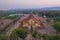 Aerial view of Wat Sirindhorn Wararam or Wat Phu Prao temple in Ubon Ratchathani, Thailand. Buddist temple. Tourist attraction