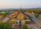 Aerial view of Wat Sirindhorn Wararam or Wat Phu Prao temple in Ubon Ratchathani, Thailand. Buddist temple. Tourist attraction