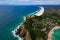 aerial view of Wategoes Beach at Byron Bay with lighthouse. The Photo was taken out of a Gyrocopter, Byron Bay, Queensland,