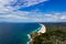 aerial view of Wategoes Beach at Byron Bay with lighthouse. The Photo was taken out of a Gyrocopter, Byron Bay, Queensland,