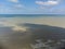 Aerial view on water of Atlantic ocean near small village Veules-les-Roses, Normandy, France. Tourists destination