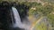 Aerial view. Water discharge, strong, maximum flow. Rainbow. The Cascata delle Marmore is a the largest man-made waterfall. Terni