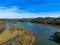 Aerial view of water at Morgan Falls Overlook Park