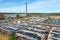 Aerial view of water treatment plant in woods