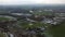 Aerial view of water treatment works creating patterns in the landscape. Polluted sewage being treated.