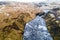 Aerial view waterfall near of famous Skogar waterfall in Icelan