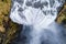 Aerial view waterfall near of famous Skogar waterfall in Icelan