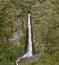 Aerial view of a waterfall in the Peruvian Andes.