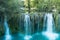 aerial view of the waterfalls produced by the Elsa river in Colle di Val d'elsa