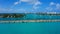 Aerial view of waterfront residential and office buildings Biscayne Bay on sunny cloudless morning in Miami, Florida.