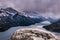 Aerial view of Waterton Lakes from the Bear`s Hump.