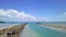 Aerial view of waterway channel made for boats in sand beach