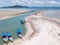 Aerial View of Waterway Channel Made for Boats in Sand Beach