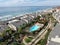 Aerial view of wealthy community on the cleef next to the ocean in south california