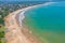 Aerial view of Weligama beach at Sri Lanka