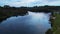 Aerial view of Wentworth Falls Lake in Blue Mountains city of Australia