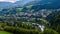 Aerial view of the Werfen village in Austria famous for Hohenwerfen castle and Eisriesenwelt ice cave