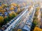 Aerial view of West Kensigton in London in autumn, England