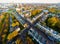 Aerial view of West Kensigton in London in autumn, England