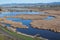 Aerial view of wet marshland