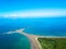 Aerial view: whale-tailed beach uvita, costa rica