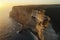 Aerial view of white cliffs at sunset, Etretat, Normandy, France