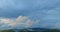 aerial view white cloud in blue sky above the green mountain