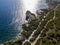 Aerial view on white limestone cliffs, cliffs. Bonifacio. Corsica, France.