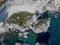 Aerial view on white limestone cliffs, cliffs. Bonifacio. Corsica, France.