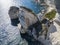 Aerial view on white limestone cliffs, cliffs. Bonifacio. Corsica, France.