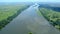 Aerial view of the White Nile River as it flows through Juba, South Sudan