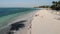 Aerial view of white sand ocean coast in Kendwa Beach at Zanzibar island, Tanzania