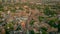 Aerial view of the Whitestone Walk, Hampstead with tall buildings and trees