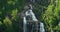 Aerial view of Whitewater Falls in Nantahala National Forest, North Carolina, USA. Clear water falling down from rocky