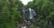 Aerial view of Whitewater Falls in Nantahala National Forest, North Carolina, USA. Clear water falling down from rocky