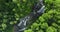 Aerial view of Whitewater Falls in Nantahala National Forest, North Carolina, USA. Clear water falling down from rocky