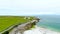 Aerial view of the wide sandy Kilmurvey Beach on Inishmore island, Ireland