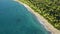 Aerial view wild beach in Atlantic ocean.