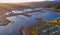 Aerial view of Winchester Bay Oregon at sunrise