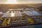 Aerial view of Winchester Bay Oregon at sunrise