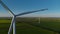 Aerial view of wind turbine park generating environmental friendly energy.
