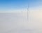 Aerial view of windfarm during winter morning