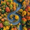 Aerial view of a winding road through a breathtaking autumn symbolizing travel and adventure in the fall season